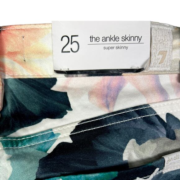 NWT 7 For All Mankind Ankle Skinny Floral Jeans Pants Size 25 $195 Retail - Picture 6 of 6